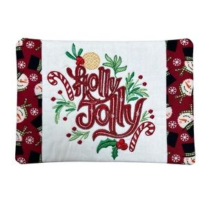 Hand Crafted Mug Rug Coaster Embroidered Cotton Fabric Padded Absorbs Liquid